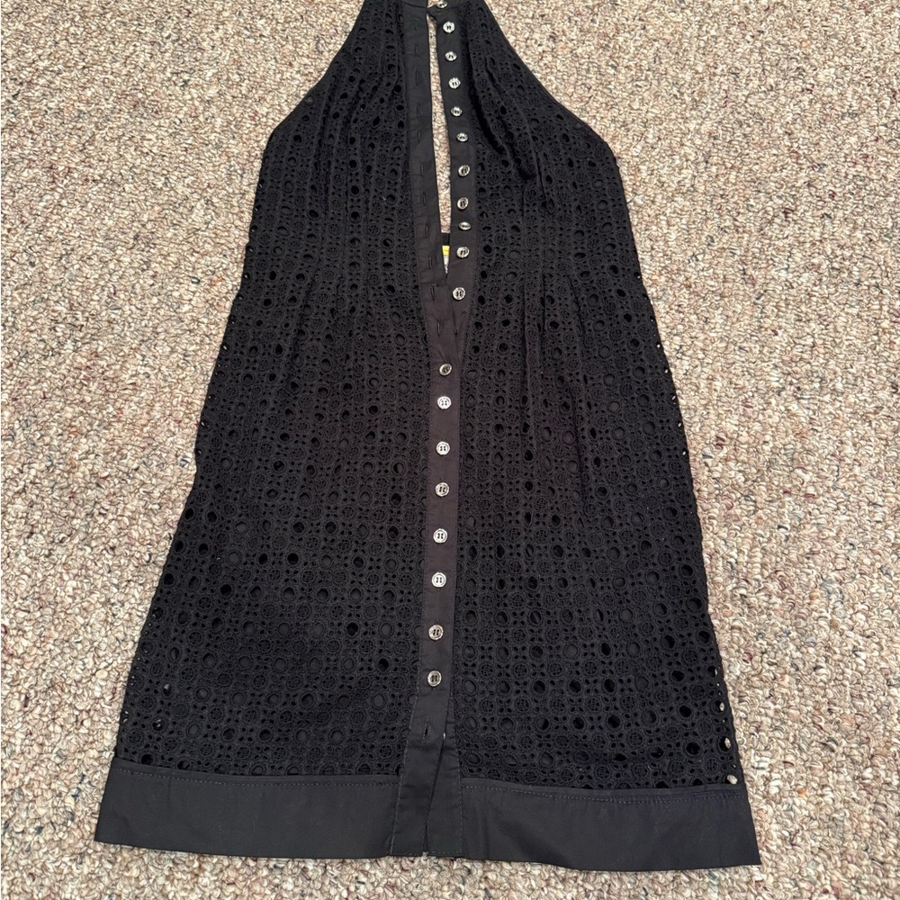 Black Eyelet Halter Dress